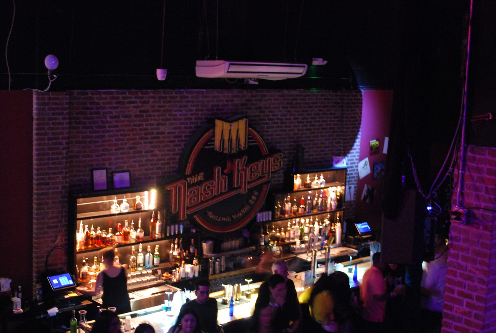 View from the VIP balcony over the Nash Keys bar and neon logo